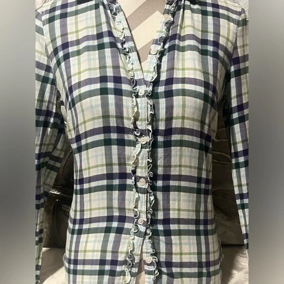 Aeropostale 2010 Green & Purple Y2K Western Long Sleeve Flannel Button Up Size S - Picture 10 of 16